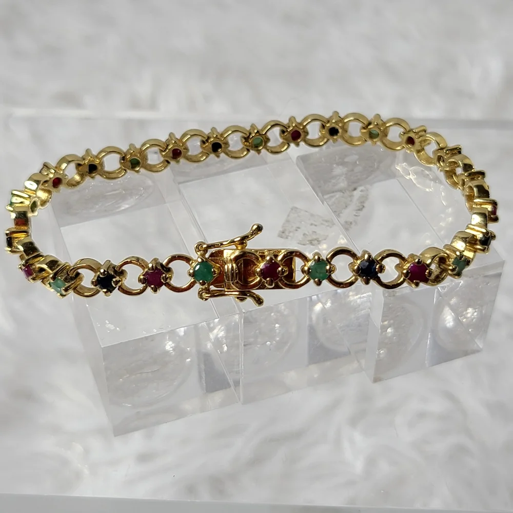 GENUINE Emerald, Ruby, and Sapphire Bracelet
